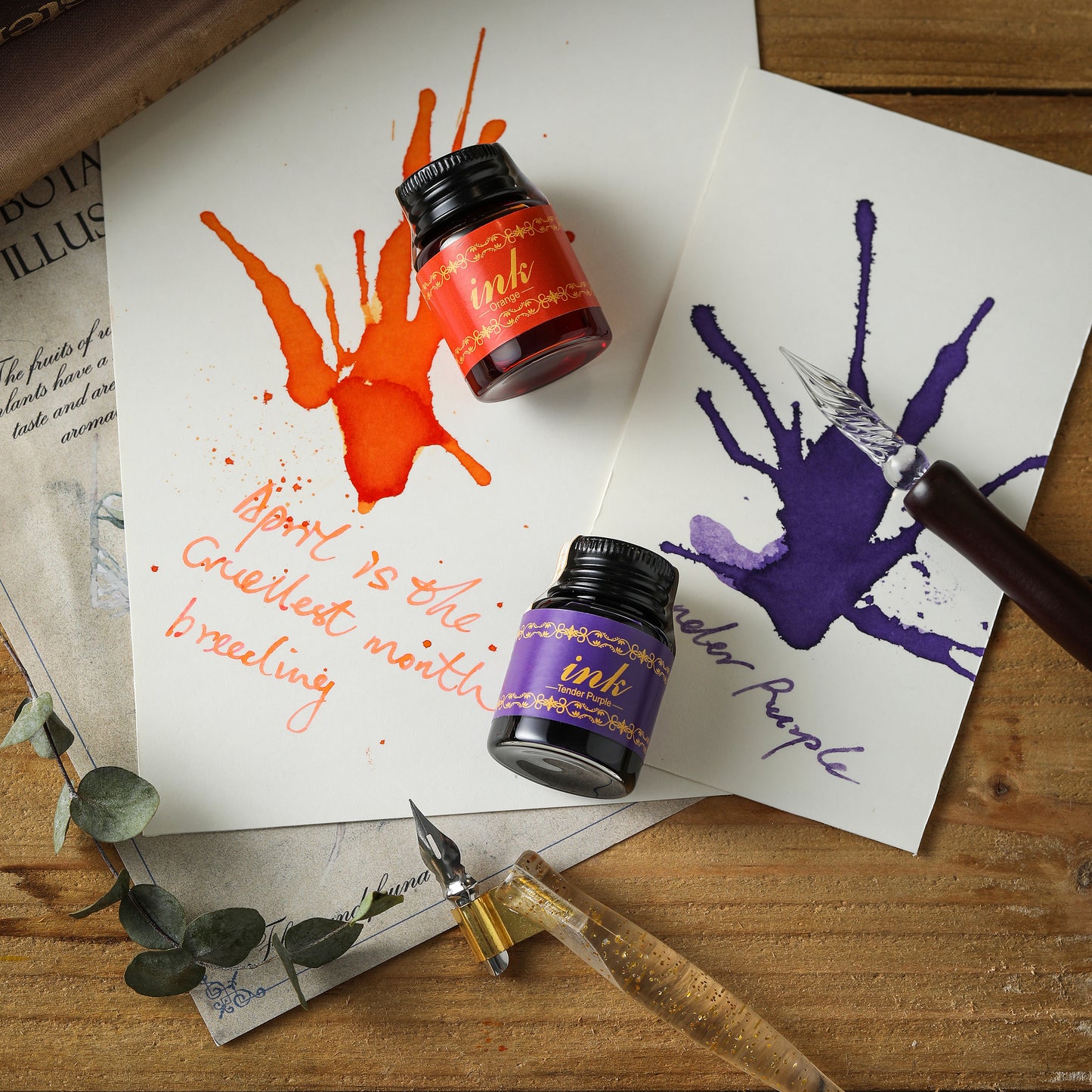 VANGOAL Six Colors Calligraphy Ink Set - Black, Blue, Orange, Green, Purple, and Red Ink for Foutain Pen, Dip Pen, Calligraphy Pen