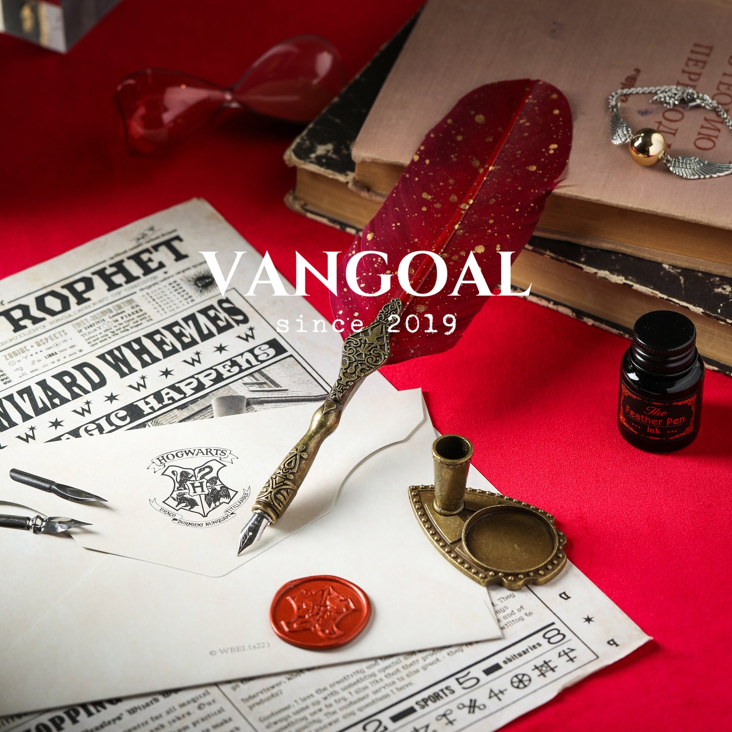 VANGOAL Classic Series Quill Pen and Ink Set - Vintage Style, Natural Feather, Dip Pen with 2 Replacement Nibs