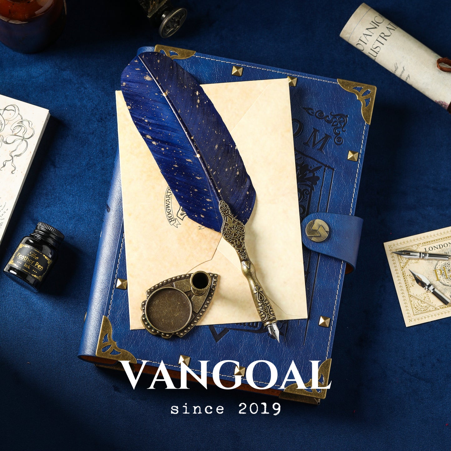VANGOAL Classic Series Quill Pen and Ink Set - Vintage Style, Natural Feather, Dip Pen with 2 Replacement Nibs